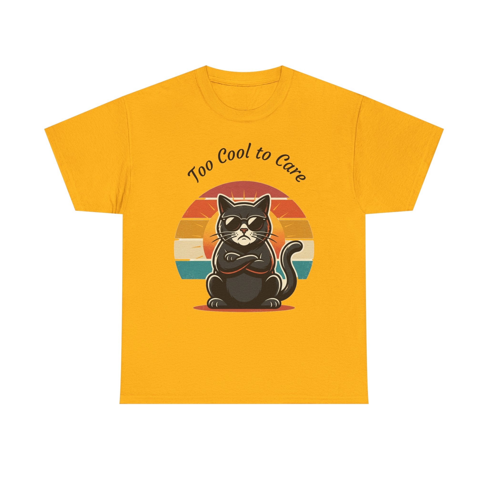 Too Cool to Care Cat Tee – Retro Sunset Graphic T-Shirt
