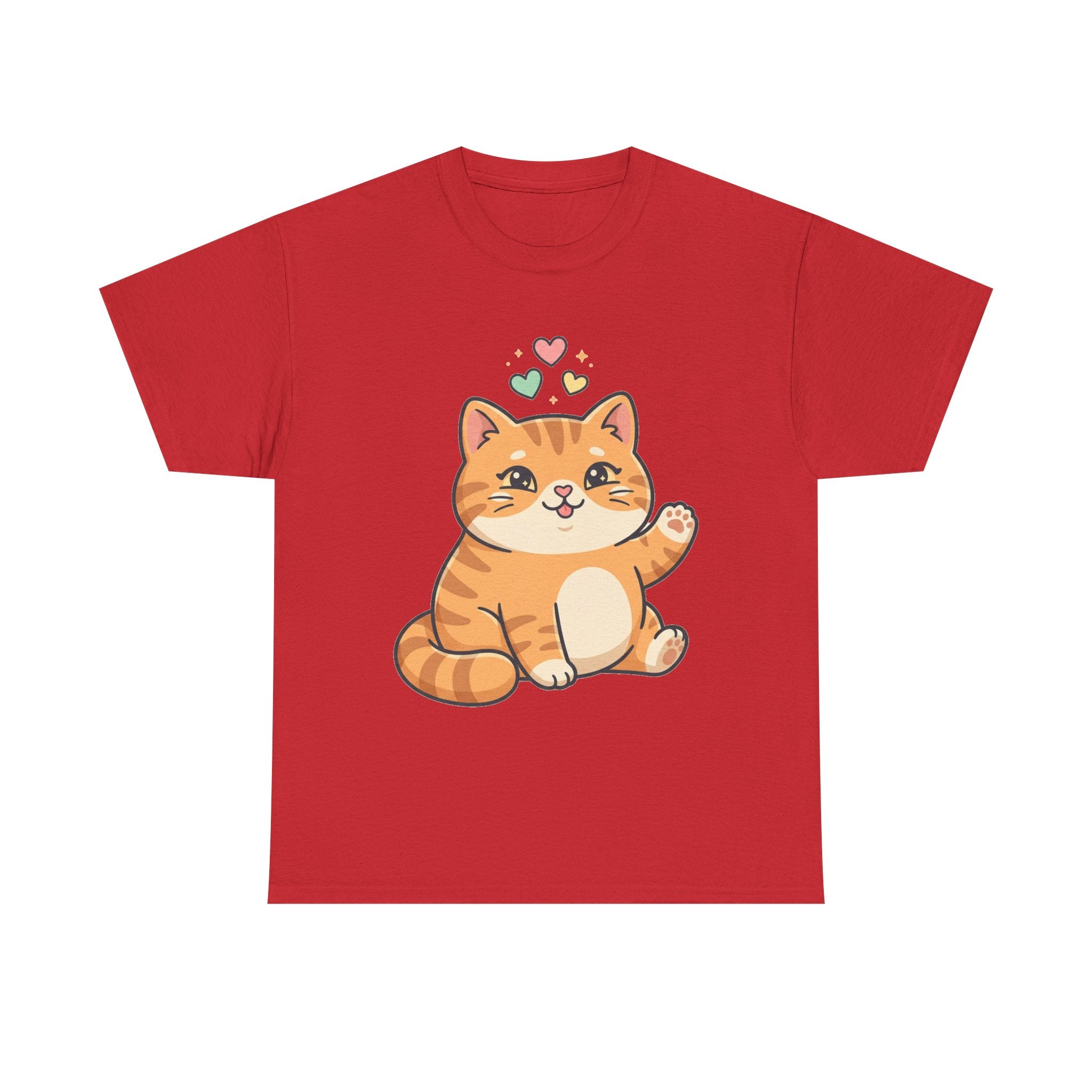 Cute Ginger Cat Illustration T-Shirt | Playful Kittens Back Print
