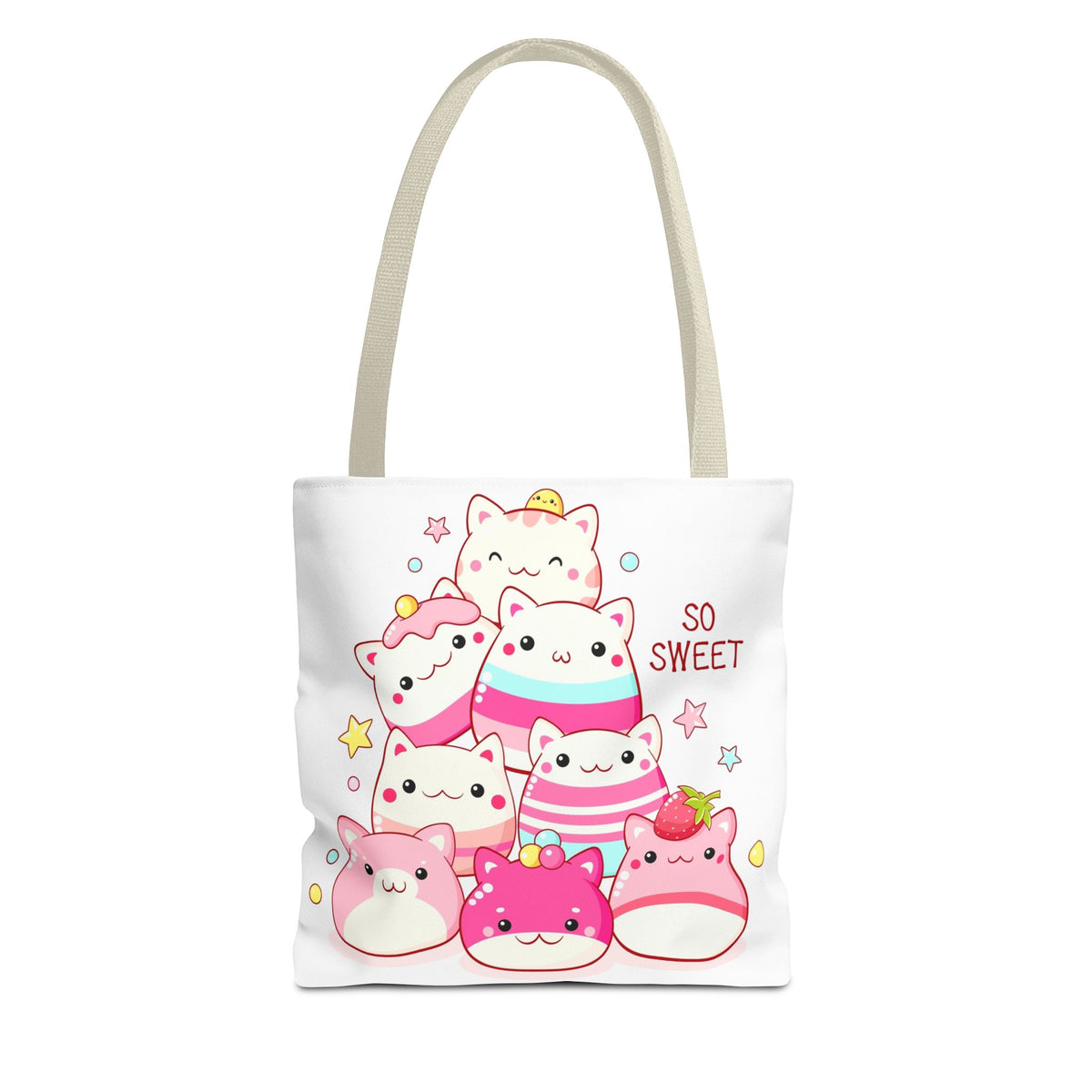 Cute Kawaii Cat Squishies Tote Bag â€” "So Sweet" All-Over Print