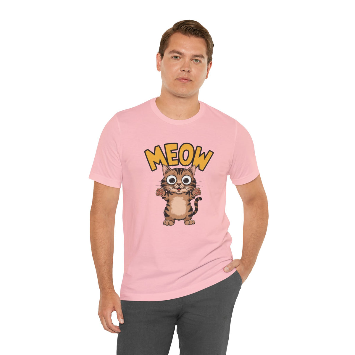 Meow Cute Cat Graphic Tee - Cartoon Kitten T-Shirt