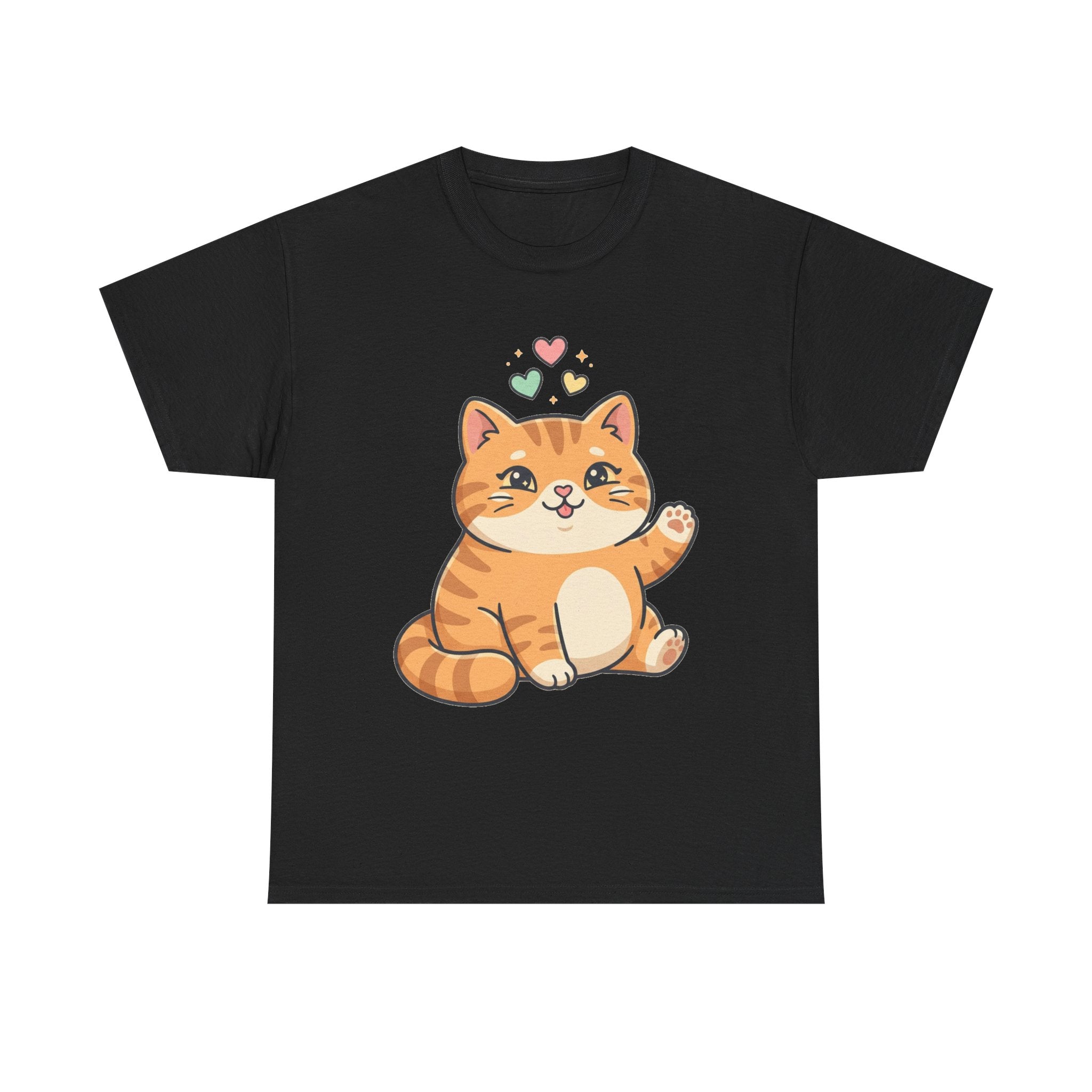 Cute Ginger Cat Illustration T-Shirt | Playful Kittens Back Print