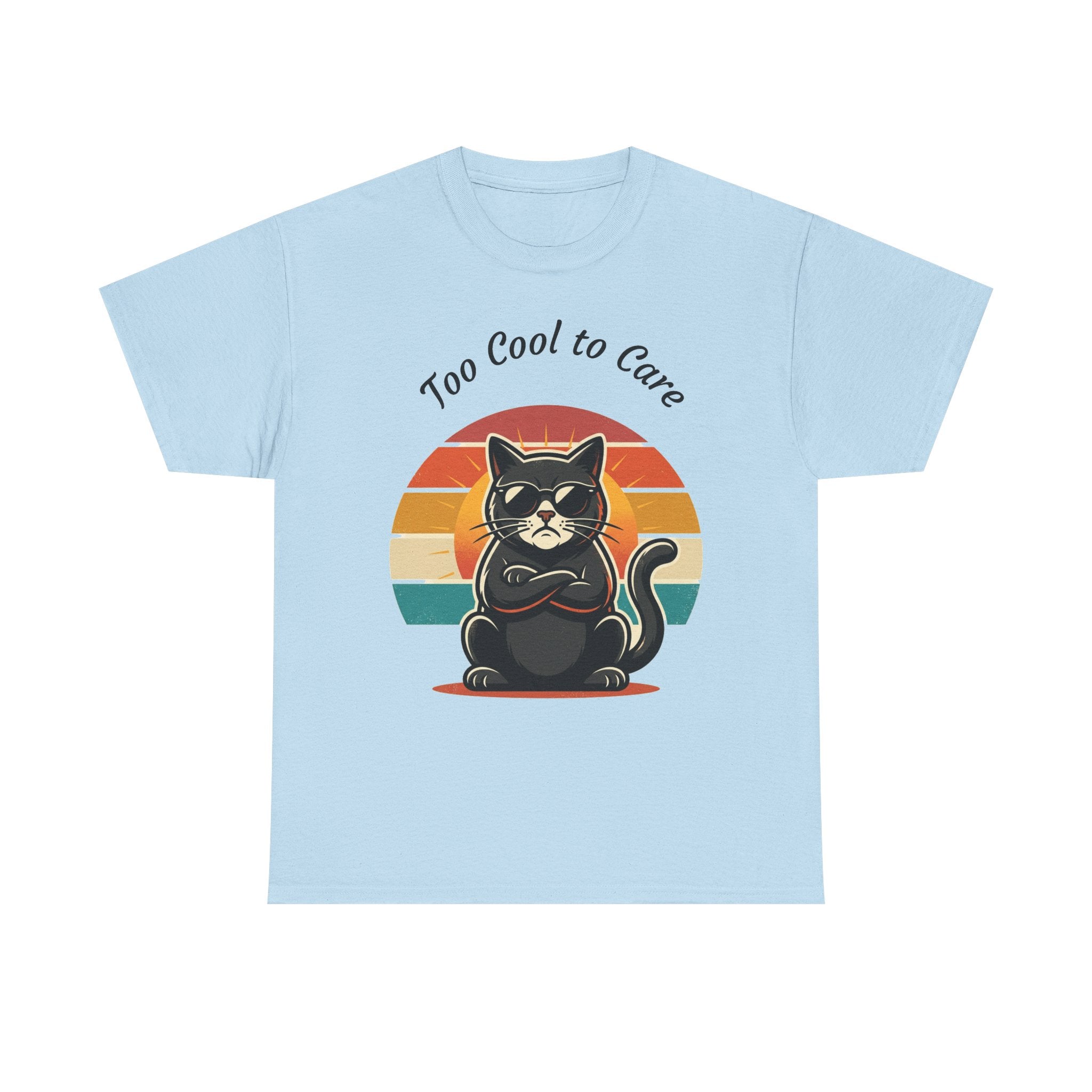 Too Cool to Care Cat Tee – Retro Sunset Graphic T-Shirt