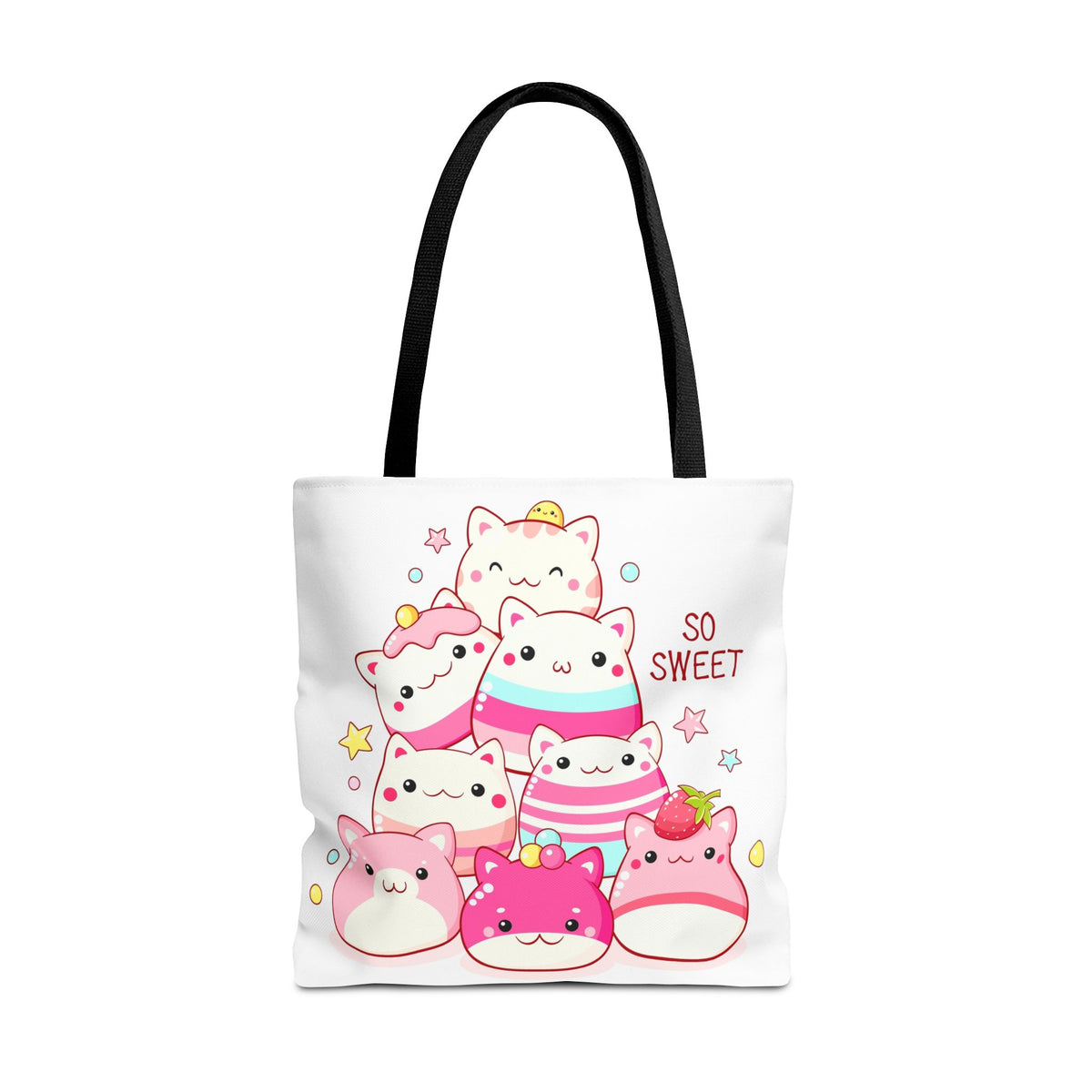 Cute Kawaii Cat Squishies Tote Bag â€” "So Sweet" All-Over Print
